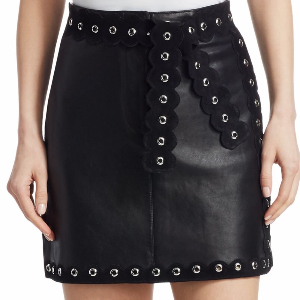 Maje jarisco studded leather skirt black